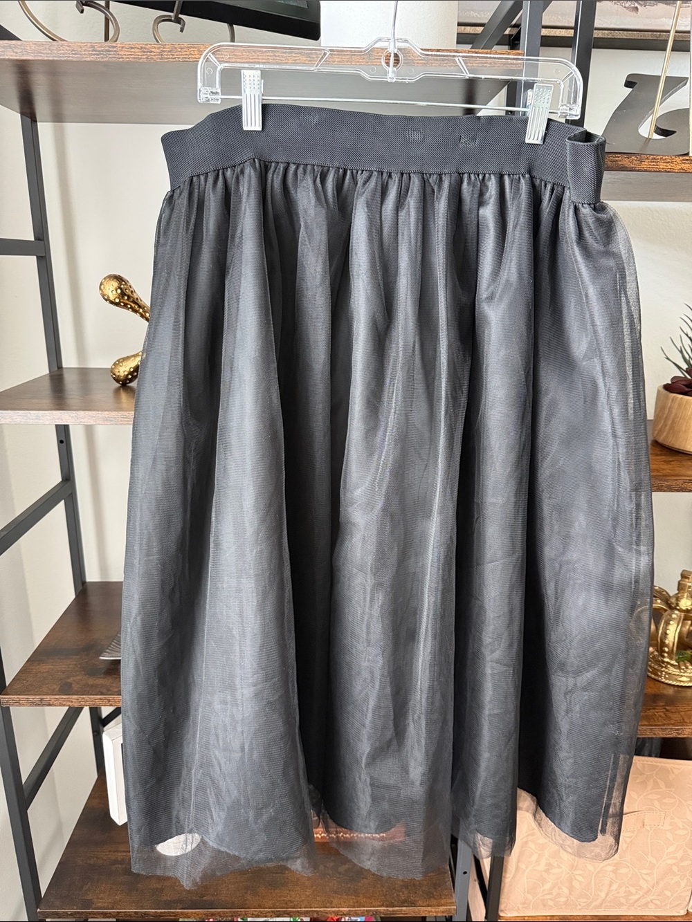 maitai Black A-Line Tulle Midi Skirt